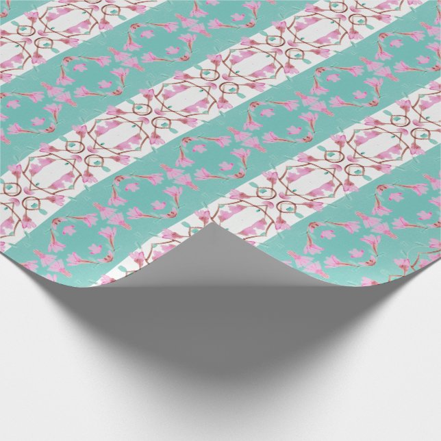 Rosa av kalk och Papper påfyllning av brunt Blommi Presentpapper (Hörn)