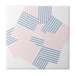 Rosa av keramiska plattor och blå Rand Kakelplatta