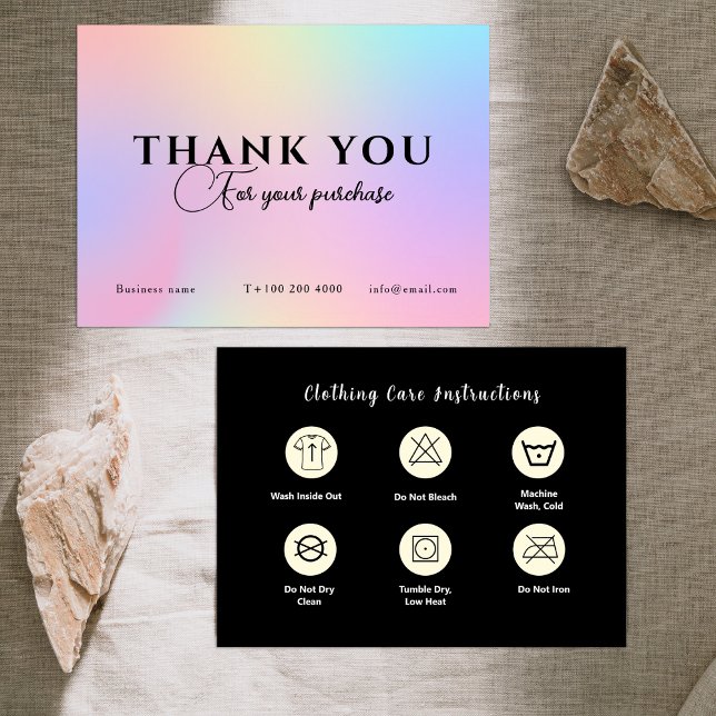 Rosa av kläder Holografisk beskärning Visitkort (Clothing Care Pink Holographic Iridescent Business Card)