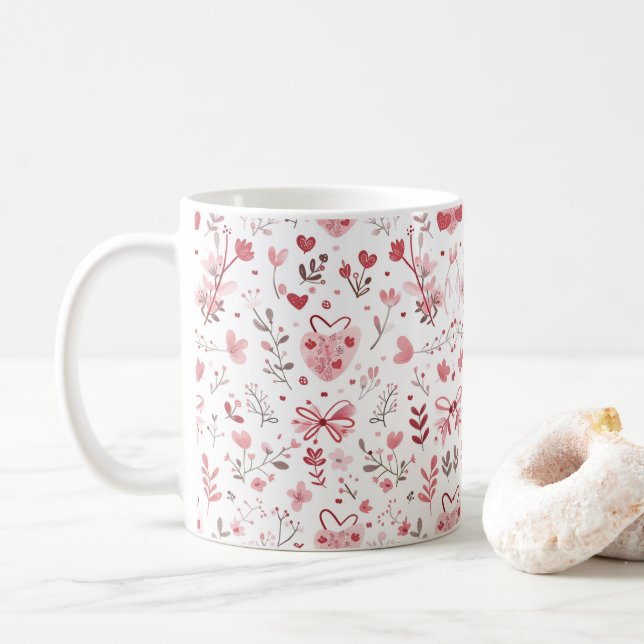 Rosa av knärör med blommor kaffemugg (Med munk)