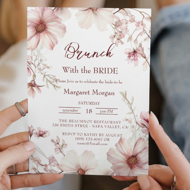 Rosa av körsbärsbädd och Blommar av vit Brunch med Inbjudningar (Skapare uppladdad)