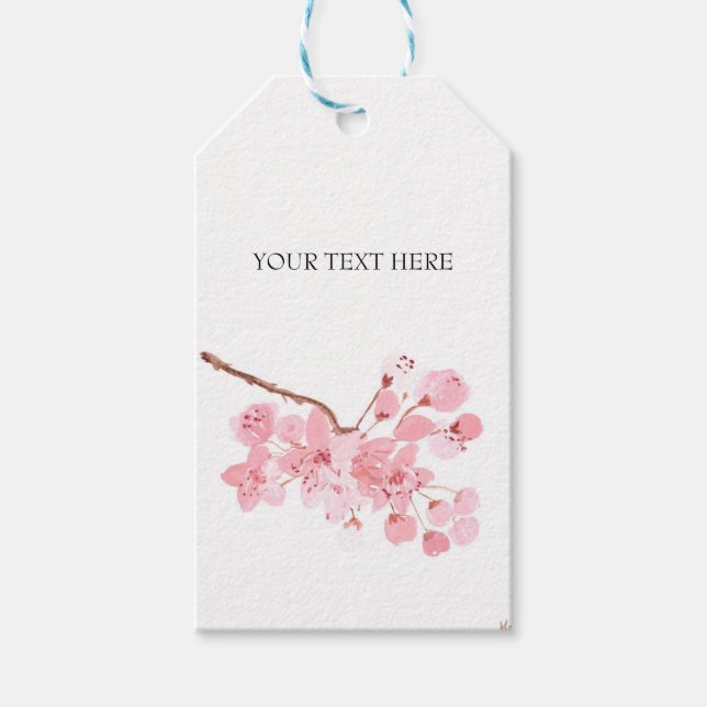 rosa av körsbärsfärgen elegant bröllop presentetikett (Framsidan)