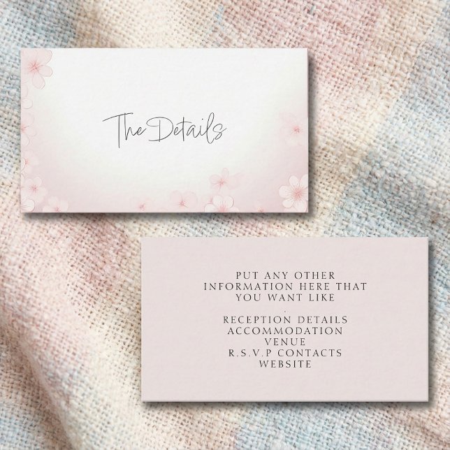 Rosa av körsbärssystemet Blommar av  för detaljhöl Tilläggskort (Cherry Blossom Pink The Details Enclosure Card.)