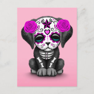 Rosa av kute Lila Day of the dead Puppy Hund Vykort