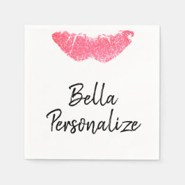 Rosa av läpparnas beläggning pappersservett