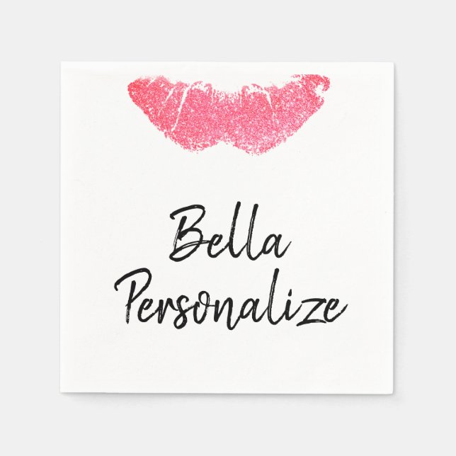 Rosa av läpparnas beläggning pappersservett (Framsidan)