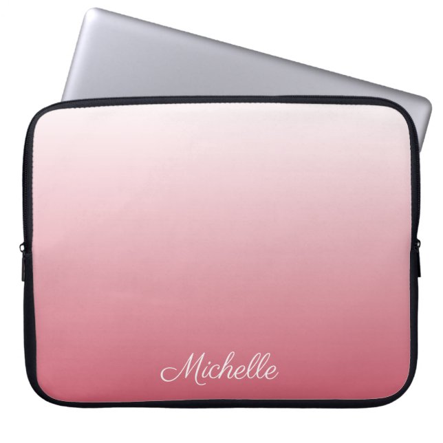 rosa av lax i personlig, övertoning, ombre laptop sleeve (Framsidan)