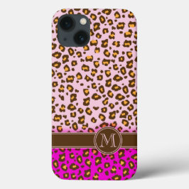 Rosa av leoparder iphone case i monogram