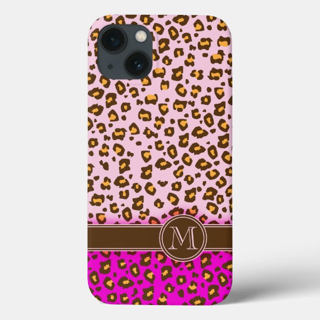 Rosa av leoparder iphone case i monogram (Baksida)