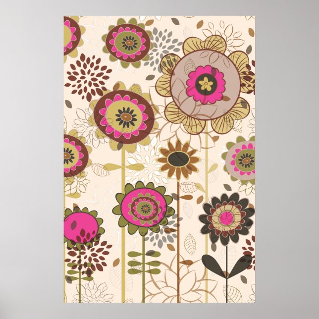 Rosa av ljus, anpassningsbar av brunt blommönster poster (Framsidan)