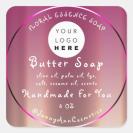Rosa av Logotyp som handhas av Butter Soap Cosmeti Fyrkantigt Klistermärke