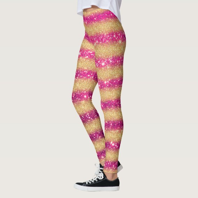 Rosa av lyxdjur Popular Gift Guld Glitter Leggings (Vänster)