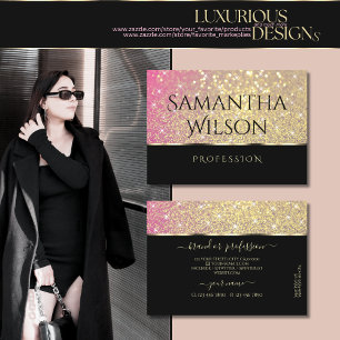 Rosa av lyxid Lila Guld Glitter Stars Black Golden Visitkort