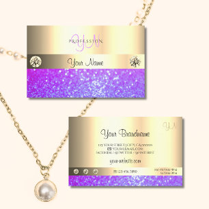 Rosa av lyxolja Lila Glitter Monogram Luminous Gul Visitkort