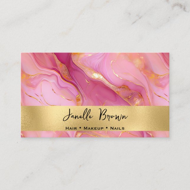 Rosa av lyxvaror och Guld MarLED Visitkort (Framsida)