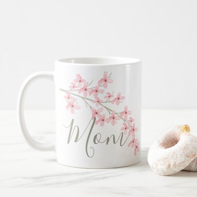 Rosa av mamma Vår Blommigt  Blommar Kaffemugg (Med munk)