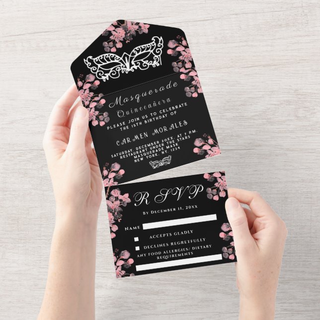 Rosa av Masqueramasken Cherry Blommar  Quinceanera (Avrivbar del)