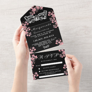 Rosa av Masqueramasken Cherry Blommar Quinceanera