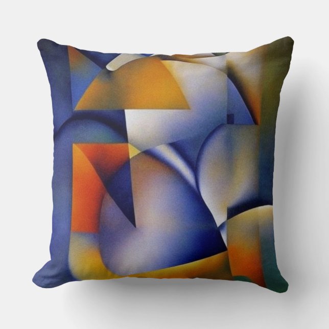 Rosa av modern Abstrakt vattenfärgsblått gult Kudde (Framsida)