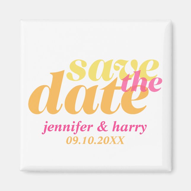 Rosa av modern bröllop spara datum-orange magnet (Framsidan)