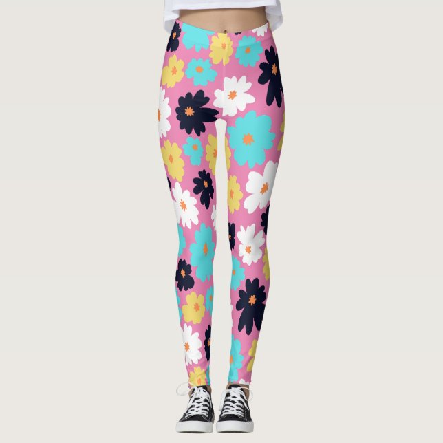Rosa av modern Chic Blommigt Leggings (Framsida)