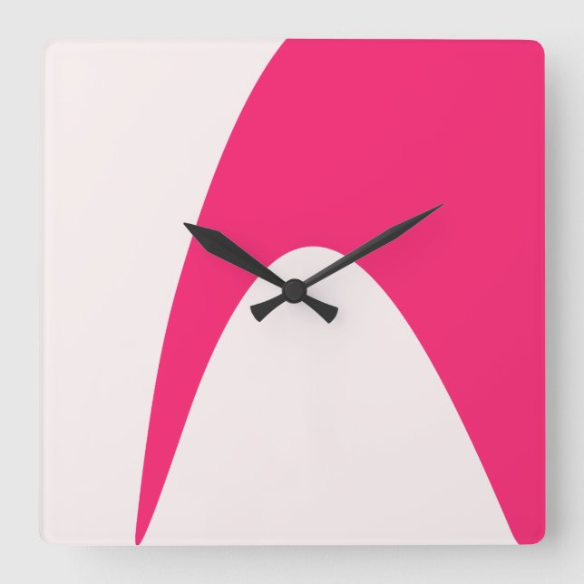 Rosa av modern minimal abstrakt magenta fyrkantig klocka (Framsida)