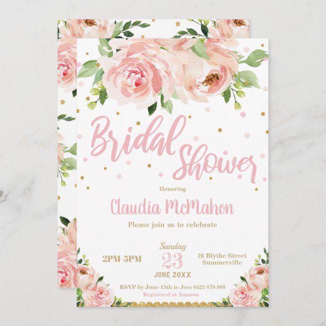 Rosa av Möhippan i Ro och Guld vid  Blommigten Inbjudningar (Fram/baksida)