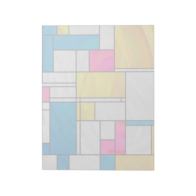 Rosa av mondrian Gult - blå utskrift Anteckningsblock (Roterad)