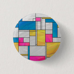 Rosa av mondrian Gult - blå utskrift Knapp