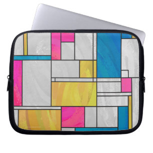Rosa av mondrian Gult - blå utskrift Laptop Sleeve