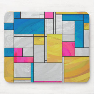 Rosa av mondrian Gult - blå utskrift Musmatta