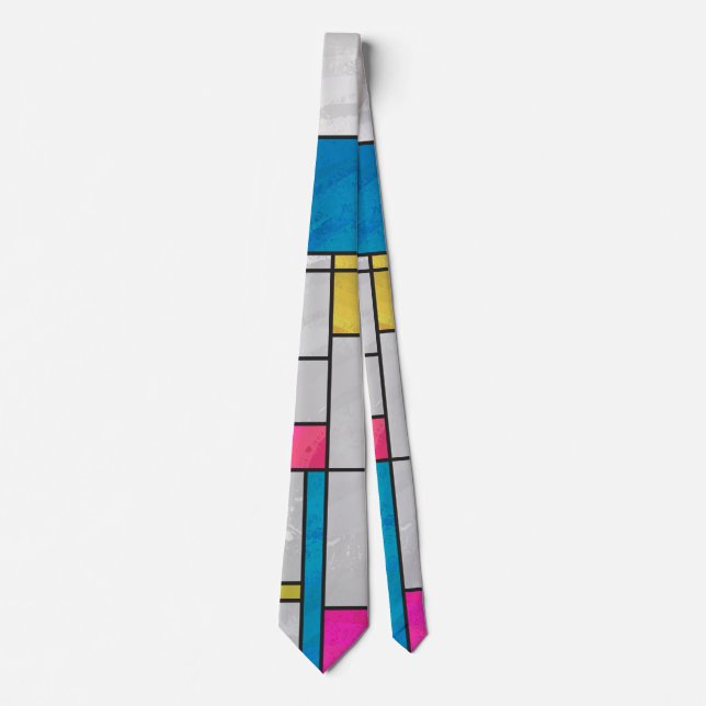 Rosa av mondrian Gult - blå utskrift Slips (Framsida)