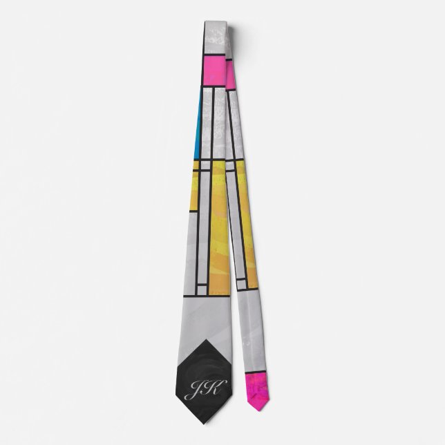 Rosa av mondrian Gult - blå utskrift Slips (Framsida)