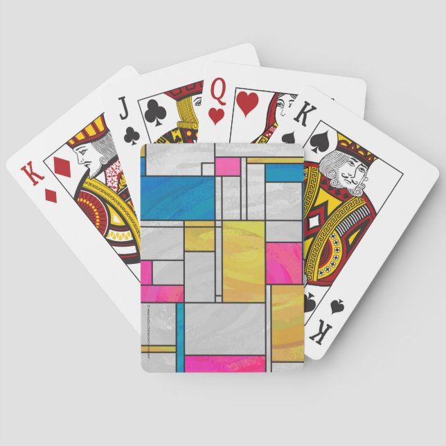 Rosa av mondrian Gult - blå utskrift Spel Kort (Baksidan)