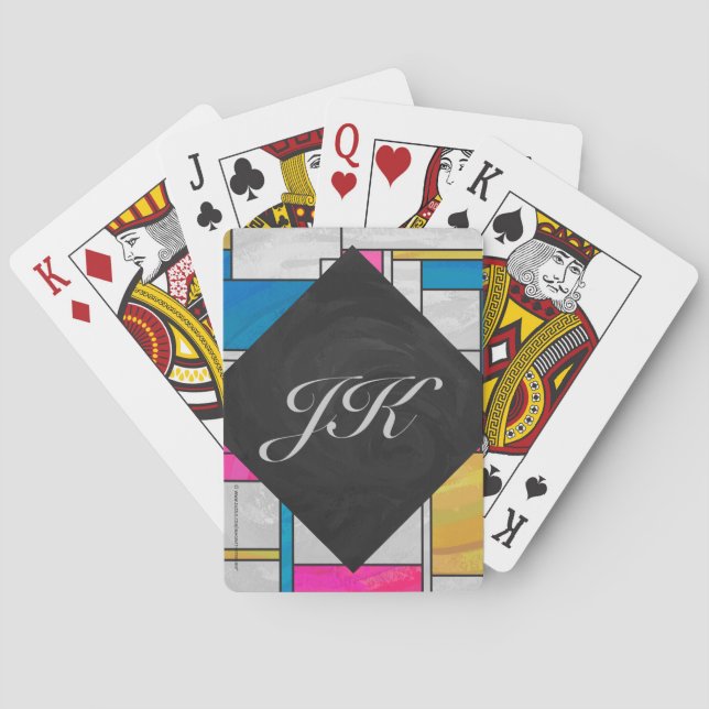 Rosa av mondrian Gult - blå utskrift Spelkort (Baksidan)