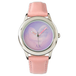 Rosa av monogram Lila Gradient Heart Armbandsur