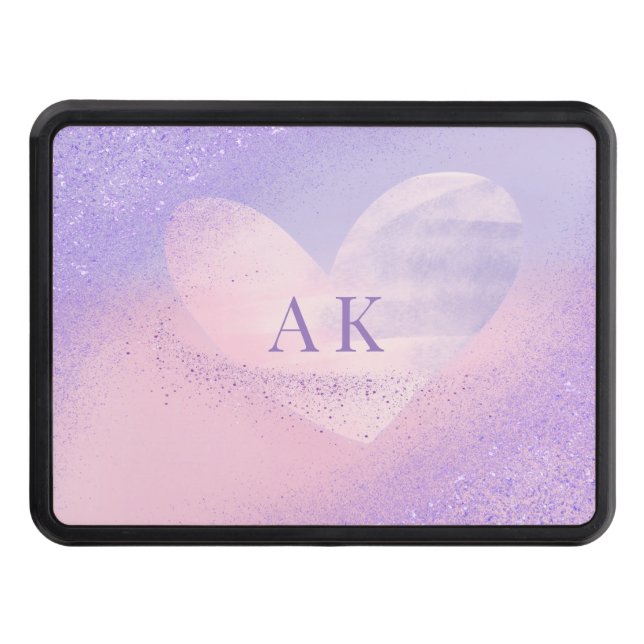 Rosa av monogram Lila Gradient Heart Dragkroksskydd (Framsidan)