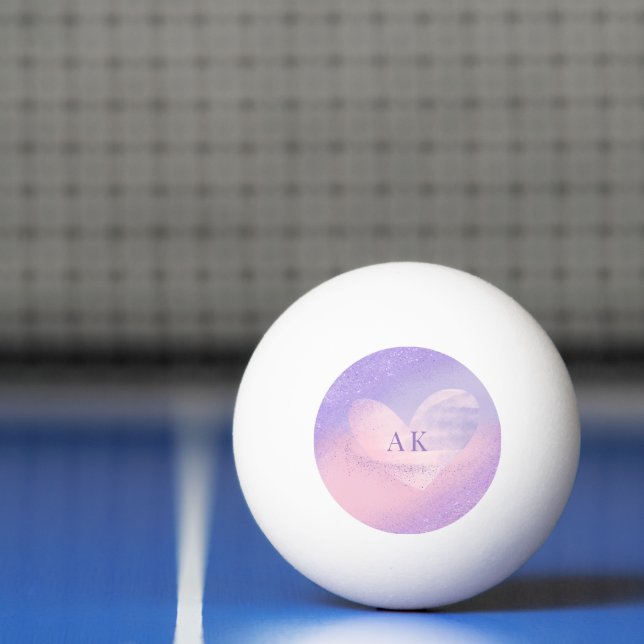 Rosa av monogram Lila Gradient Heart Pingisboll (Netto)