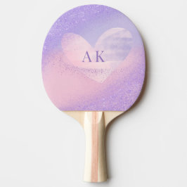Rosa av monogram Lila Gradient Heart Pingisracket