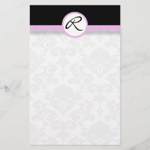 Rosa av monogramutskrift med en linje i Damask Brevpapper