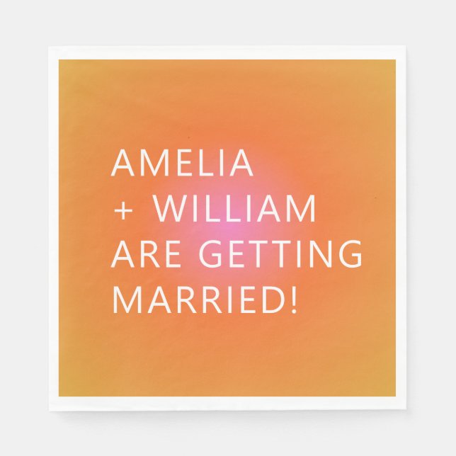 Rosa av Orange med fetstil, unik Bright Bröllop Pappersservett (Framsidan)