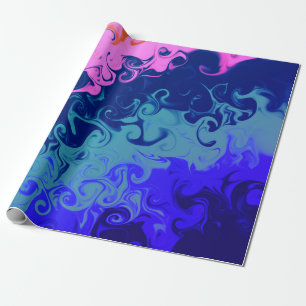 Rosa av Orangen Blue Grönt Swirl Abstrakt Mönster Presentpapper