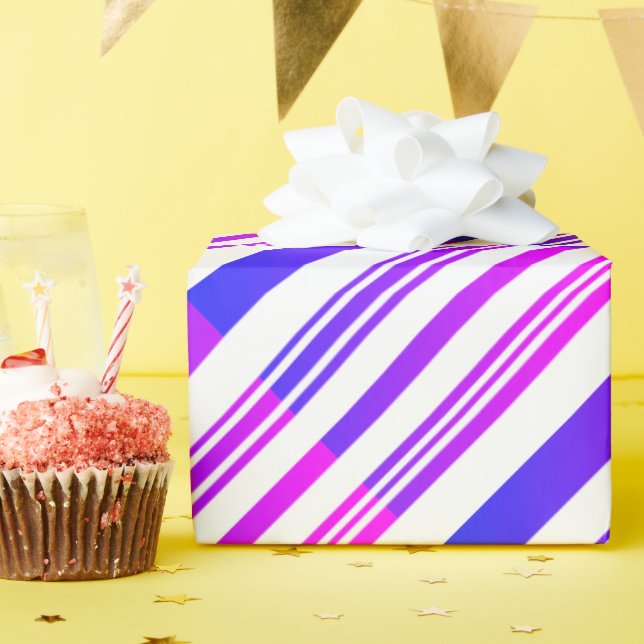 Rosa av övertoning och blått Rand på vitt Presentpapper (Födelsedagsfest)