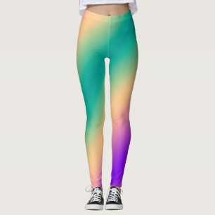 Rosa av övertoningsombre-gult grönt lila mjuk oskä leggings