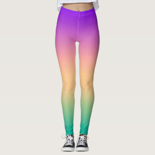 Rosa av övertoningsombre-gult grönt lila mjuk oskä leggings