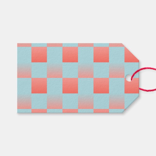 rosa av övertoningspulver med snyggt, blåkorall presentetikett (Framsidan (Horisontell))