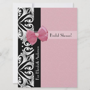 Rosa av Parisian Damask Ribbon Möhippa Inbjudningar