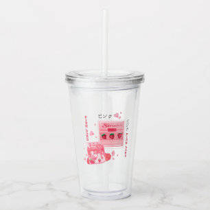 Rosa av partyna jordgubbsprodukter take away mugg