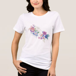 rosa av pastellgult, vita blommigtar t shirt