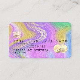 rosa av pastellmajs och guld marble Kredit Card Visitkort